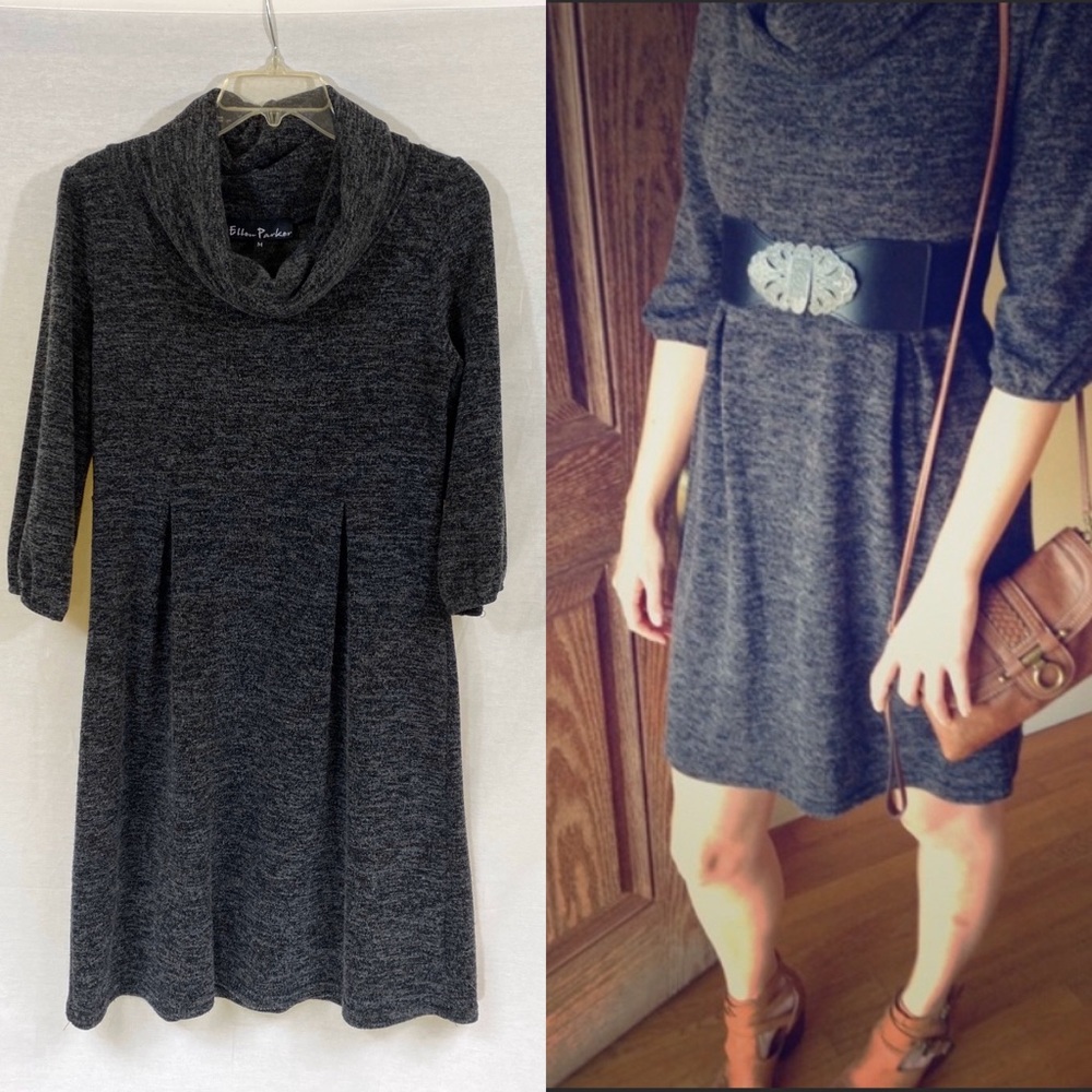 Marled Knit Gray Sweater Dress Sz M